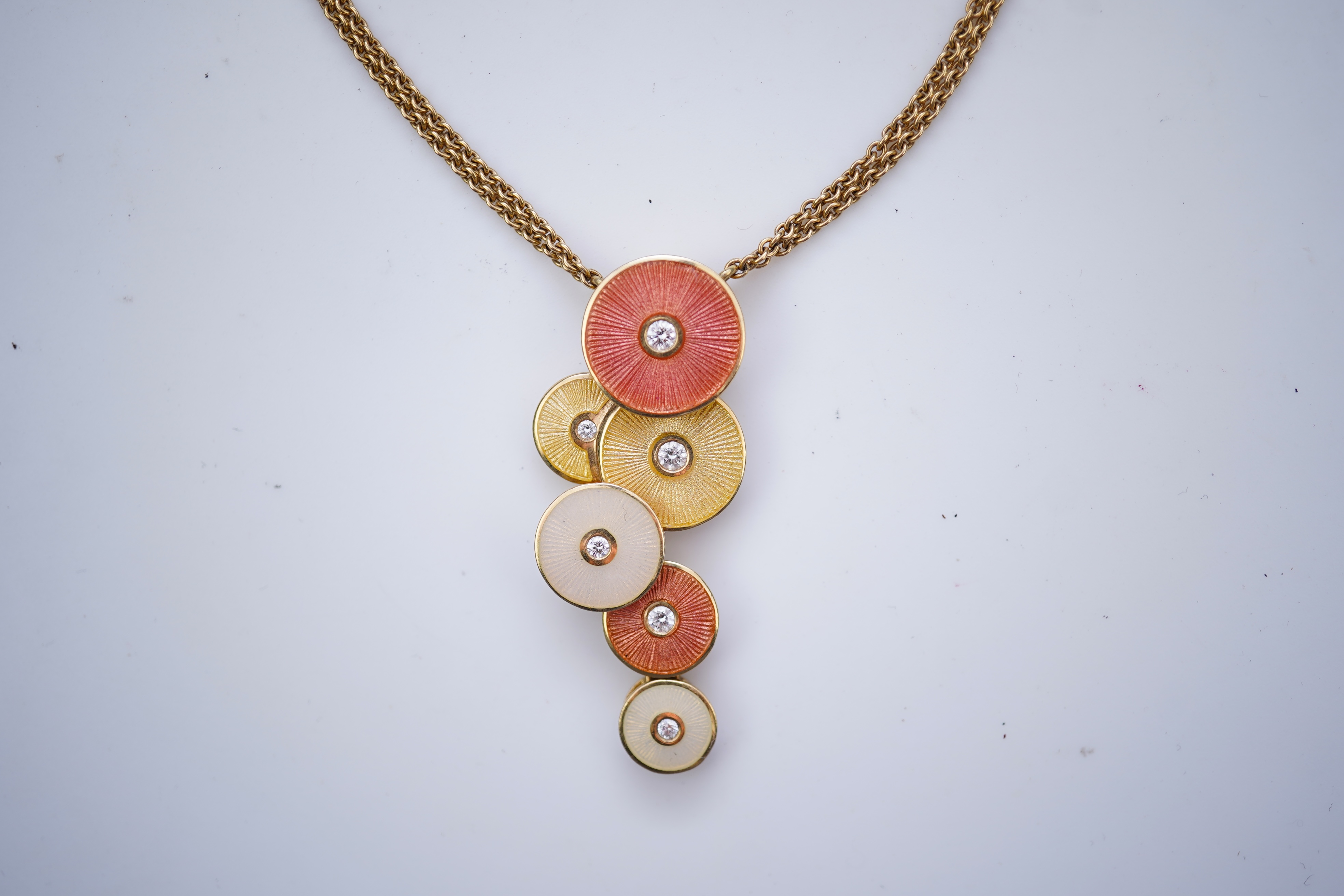 Fabergé, a modern enamel and diamond pendant necklace